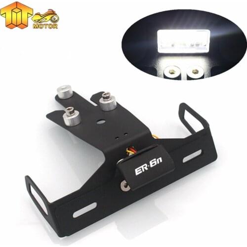 CK CATTLE KING Motorcycle License Number Plate Frame Holder Bracket With Light For KAWASAKI ER-6N ER-6F NINJA 650 ER6N ER6F ER6N