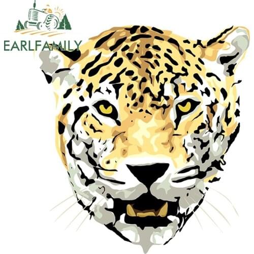 EARLFAMILY 13cm x 12.3cm for Vector Leopard Head Funny JDM Car Stickers DIY Waterproof Anime Occlusion Scratch Vehicle Decals