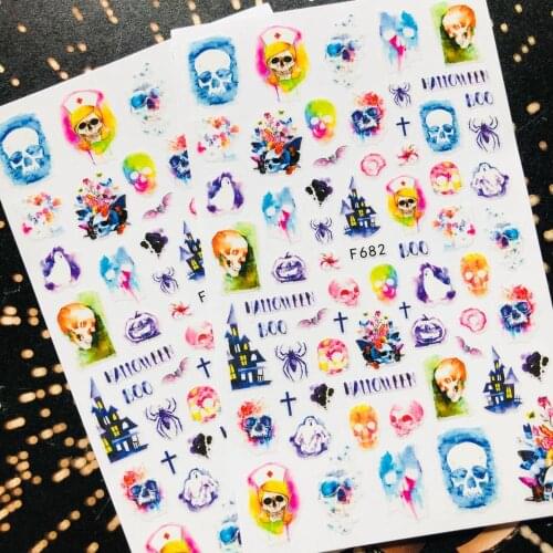 F-682 SKULL 3d nail art sticker decal girl cheetsan brand template diy nail tool decorations