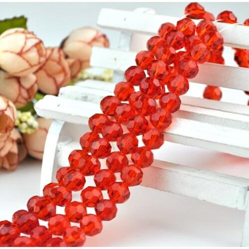 Faceted 6mm 980pcs/lot Red color Faceted crystal glass beads jewelry Spacer round ball crystal Loose diy Beads
