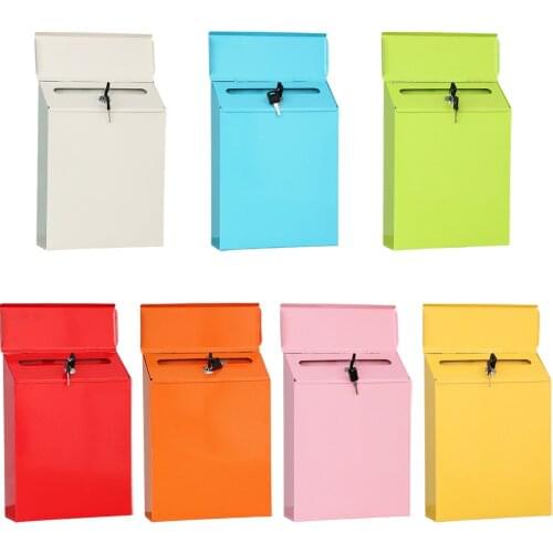 Art Lockable Mailbox Wall Mounted Deposit Suggestion Drop Box Durable Envelopes Paperwork Postbox House Room Rural Decor