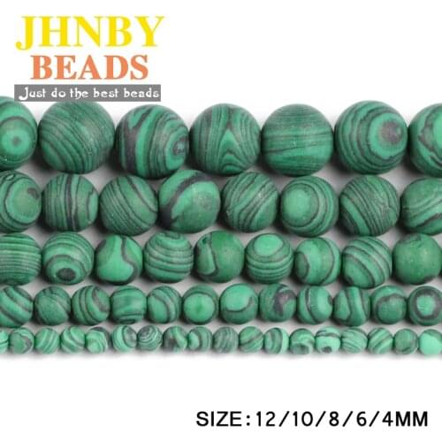 JHNBY Matte Malachite Natural Stone Round Loose beads ball Peacock stone 4/6/8/10/12MM Jewelry bracelet making accessories DIY