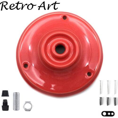 Red Vintage Retro Ceramic Ceiling Rose Plate Pendant Edison ceiling canopy