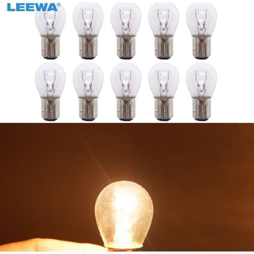 LEEWA 10pcs 10pcs DC12V Car BAZ15D/P21W/4W/1122 Clear Glass Lamp Brake Tail Bulb Car Indicator Halogen Lamp #CA4276