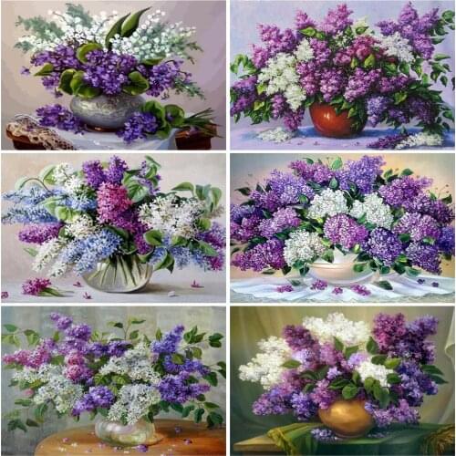 HUACAN Oil Painting By Numbers Flower Hand Painted Paintings Art Drawing On Canvas DIY Pictures By Number Clove Kits Home Decor