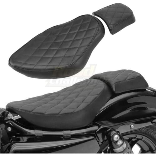 Motorcycle Black Passenger Rear Seat Pad Leather Pillow for Harley Sportster XL 1200 883 72 48 Forty-eight 2010-2015