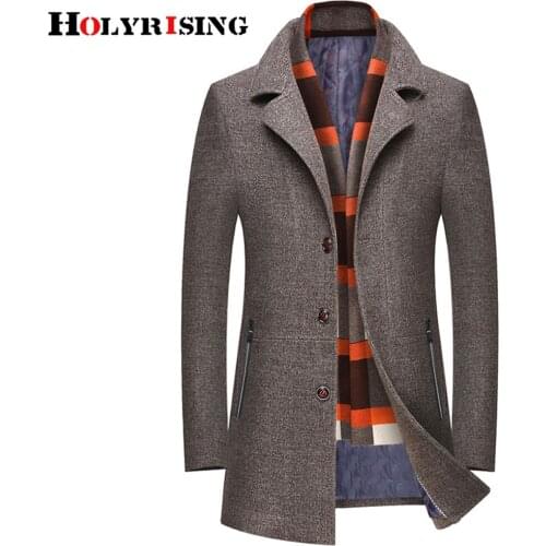 Holyrising Men winter wool coats turn collar sobretudo masculino mens overcoat casual coat male outwear vintage wool&blends coat