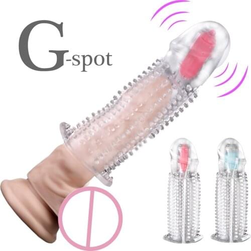OLO Penis Vibrators Reusable Penis Sleeve Condom Cock Enlarger Delay Ejaculation Adult Erotic Products Sex Toys for Men