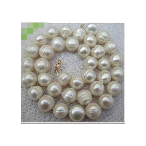 Free shipping 17" 9-10MM SOUTH SEA NATURAL White PEARL NECKLACE 14KGP GOLD CLASP