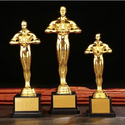 Customize Academy Award PC Oscar Trophy Gold Plated Little Golden Man Team Sports Competition Craft Souvenir Gifts 4 Sizes