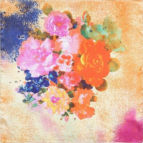 2018 60cm*60cm 30colors New Luxury Women Winter Silk Scarf Twill Floral Print Turban Headband small Hijab Square headscarf