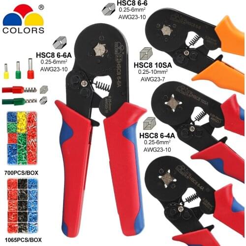 Tube Terminal Crimping Pliers 10SA 0.25-10mm2 23-7AWG 6-4A 6-6 0.25-6mm2 23-10AWG Wire Stripper Clamp Electrical hand tools