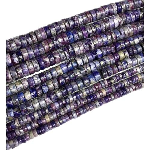 Natural Purple Sediment Imperial Disk Rondelle Loose Bead Healing Energy Stone DIY Jewelry Making & Bracelet Necklace Design