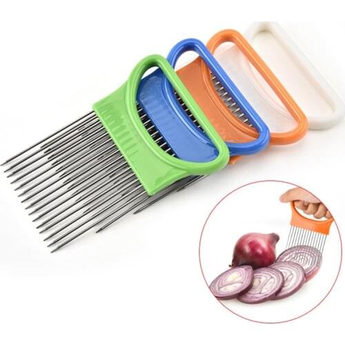 Shrendders & Slicers Tomato Onion Vegetables Slicer Cutting Aid Holder Guide Slicing Cutter Safe Fork Dropshipping