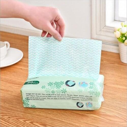 80Pcs/lot Washing Dish Towel Non-stick Towel Bag Oil Wiping Rags New Environmental Disposable Magic Kitchen Cleaning Cloth Tool