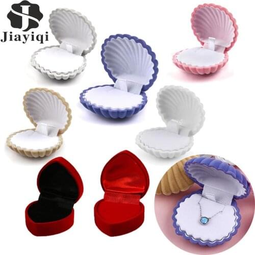 2020 Fashion Jewelry Box Velvet Heart Shell Container Boxes Holder For Wedding Engagement Ring Earrings Necklace Display Gift
