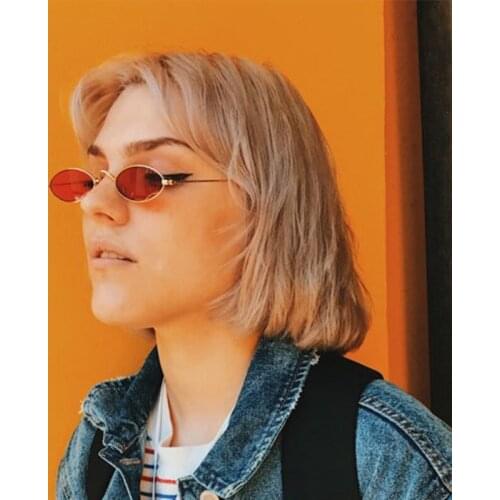 Retro Oval Small Frame Sunglasses Womens Sunglasses Punk Cat Eye Trendy Sunglasses Fashion Street Shooting Black Red Sunglasses