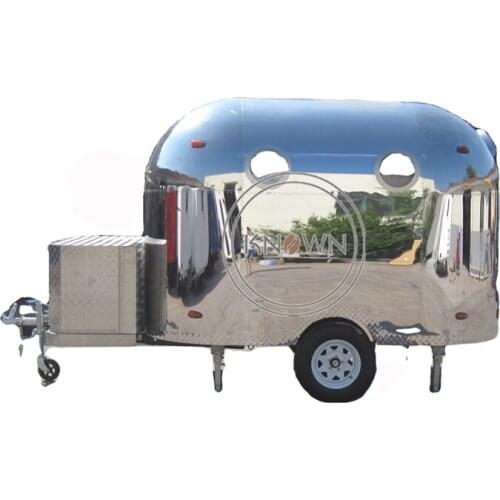 Stainless Steel Catering Trailer Fast Food Truck Mobile Kitchen Outdoor Street Ice Cream Hot Dog Bubble Tea Food Cart for Sale