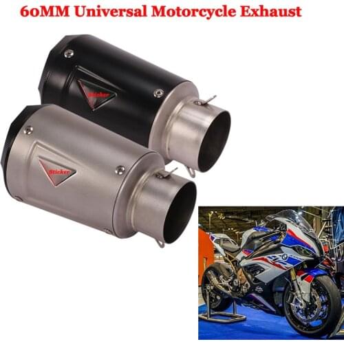 60mm Universal Motorcycle Exhaust Pipe Modified Titanium Alloy Muffler Escape Moto For S1000RR S1000R R1 R6 ADV 1290 DUKE 390 R3