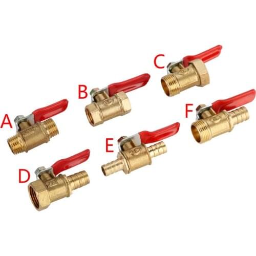 Valve6mm-12mm Hose Barb Inline Brass Water Oil Air Gas Fuel Line Shutoff Ball Valve Pipe Fittings Pneumatic Connector Controller