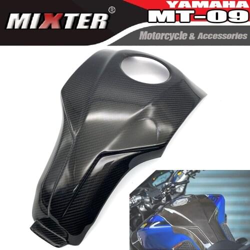 Motorcycle Parts Real Carbon Fiber Tank Cover Guard Case Fuel Pad Protector Fits For YAMAHA MT09 MT-09 2017 2018 2019 2020 MT 09