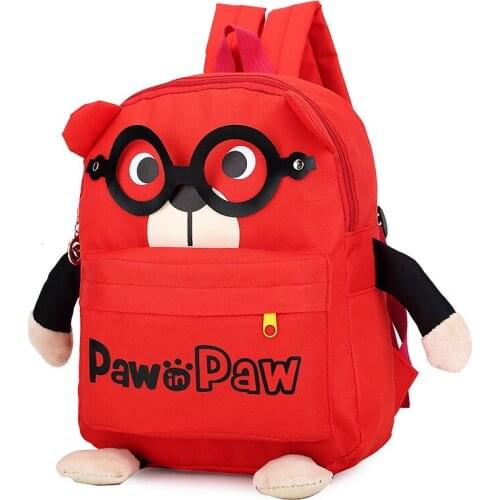 Women Girl Child Backpack Preppy Style Schoolbag Travel Bag Totes Handicraft Design Cartoon Colored Glasses Bear Lovely Casual