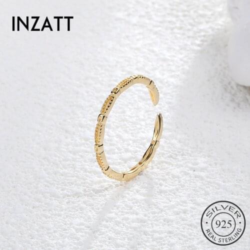 INZATT Real 925 Sterling Silver Hollow Trendy Opening Ring For Charming Women Party Punk Fine Jewelry Minimalist Accessories