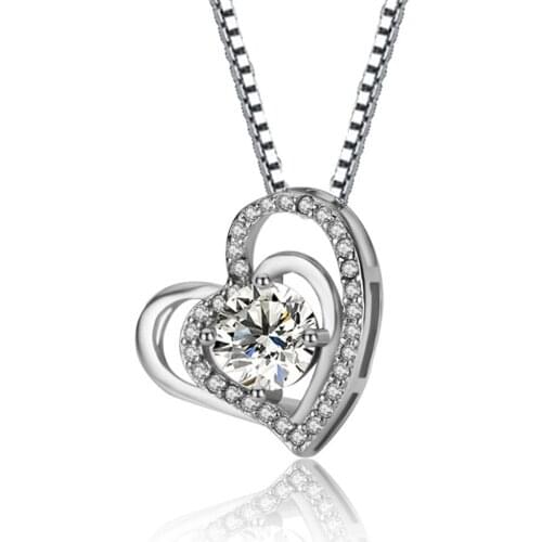 Love Heart Pendant Necklace Womans Fashionable Hollow Crystal Necklace Mothers Day Gift Jewelry Necklace For Women