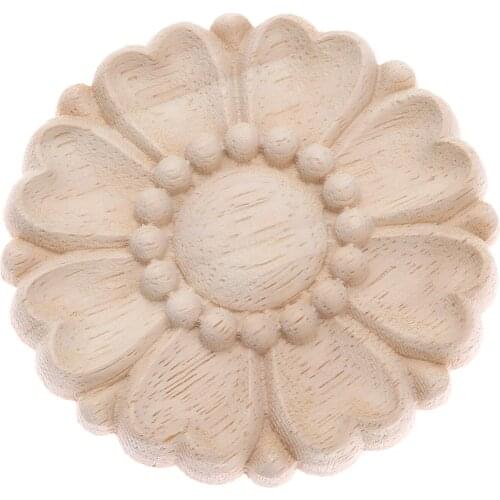 1 Pc 8cm Home Wood Carved Corner Appliques Frame Furniture Wall Door Woodcarving Decal Decorative Decro Wooden Figurines Crafts