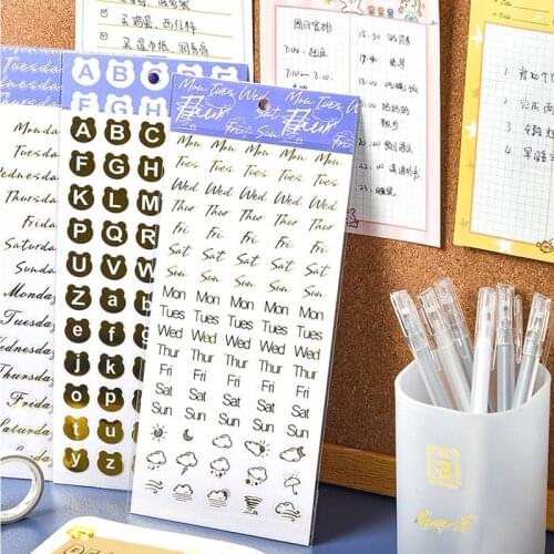 1packs Kawaii children Bronzing Week daily decorative stickers DIY hand account decoration stickers