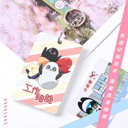 2021 NEW HOT Anime Cells at Work! Lactobacillus Q Type Student ID Bus Bank Card Holder Keychain Card Case Pendant Decor Gift Toy