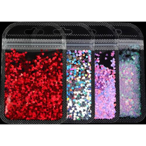 4pcs Valentines Day Glitter Flakes Resin Shaker Fillers Sweet Love Hearts Sequin Silicone Mold Fillings Slime Slices Decorations