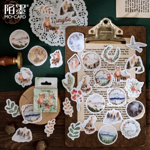 46 Pcs/pack Autumn Forest Party Adhesive Diy Stickers Decorative Album Diary Stick Label Decor Stationery Stickers