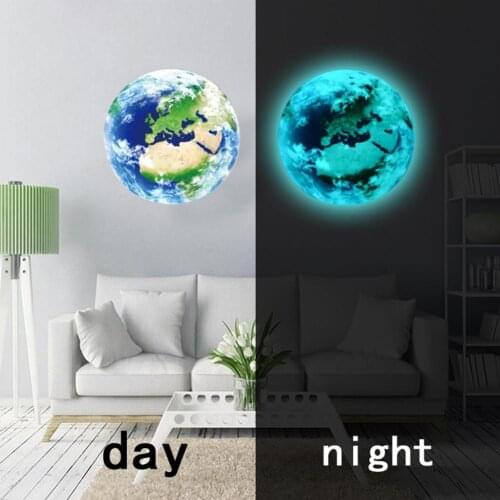 5/20/30cm Energy Storage Fluorescent Glow In the dark DIY 3D Moon Earth Wall Stickers for Kids Rooms Decor Home decoration