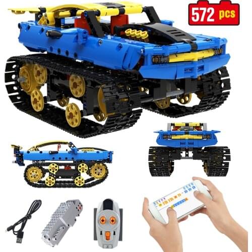 572Pcs 2.4G RC High-tech Remote Control Smart Off-road Racing Car Assembling BuildingBlocks Childrens Educational Toy Gift
