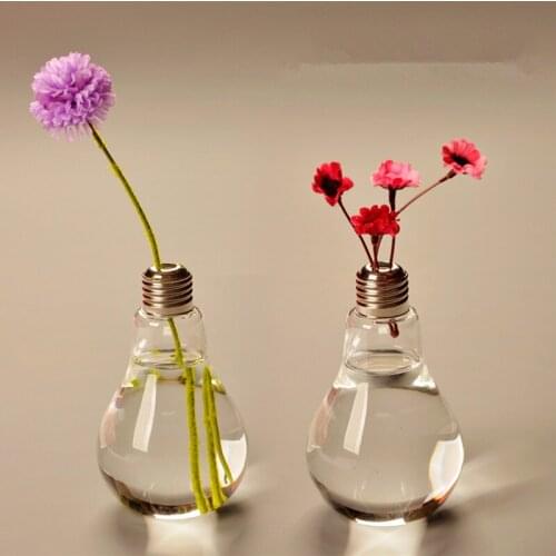 8pcs/pack 8*12cm Bulb Shape Glass Terrarium Vase Home Decoration Creative Top Small Open Hanging Glassware China Supplier