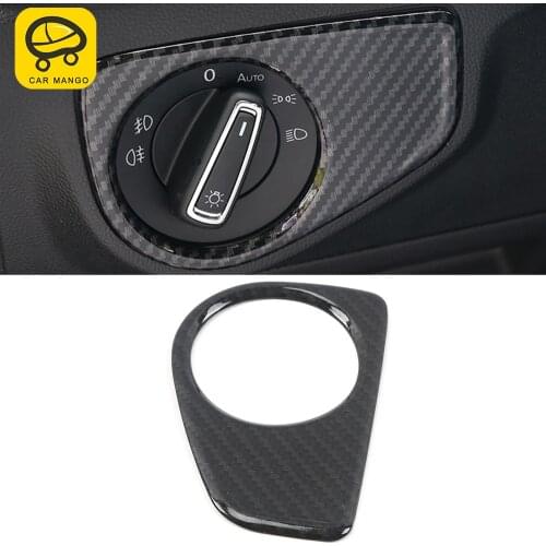 CARMANGO for Volkswagen VW Atlas Teramont Auto Car HeadLight Switch Frame Trim Cover Stickers Chrome Interior Accessories