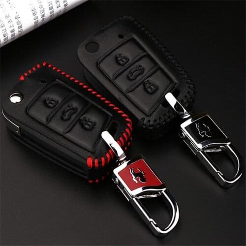 Real Leather Car Accessories Key Case Cover For Skoda Yeti Superb 2 Rapid Octavia 1 2 3 RS A5 Fabia Karoq Kodiaq Kmip Keychain