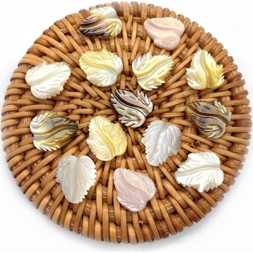 Natural Shell Beads Sea Shell Carving Leaves Jewelry with Gems DIY Handmade Crafts Jewelry Making Components Wholesale