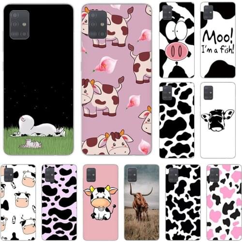 Simple White Black Cow Pattern Soft Phone Case For Samsung A71 A41 A31 A42 A21 A22 A72 A52 A51 A11 A50 A70 A20 A30 A40 A12 Cover