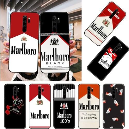 Phone Case For Xiaomi Redmi 8 8A 7A 7 K20 Note 9 9S Pro 4 5 Plus Black Cover Hoesjes 3D Back ART Rose Marlboros Cigarette