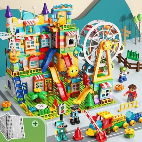 Childrens Building Block Assembly Toy Yizhi Big Granule Ferris Wheel Slideway Castle Large Size Plastic Is Changeable Toy Gifts