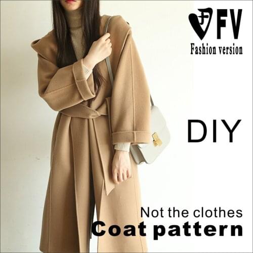 Double-sided cashmere coat pattern casual loose hooded garment making sewing drawings BFY-233