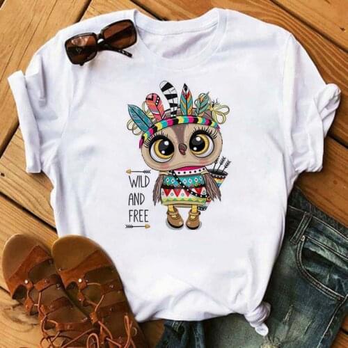 New Kawaii Owl Graphic Printed T-shirt Women Harajuku Aesthetic Tops Summer Casual Tshirt Fashion Animal Shirts Female T Shirts
