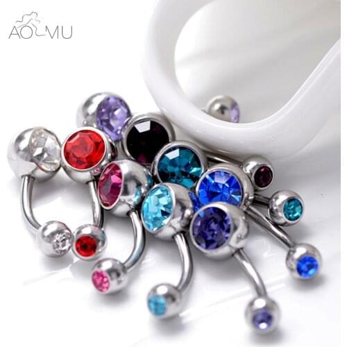5Pcs/Lot Belly Button Rings Crystal Surgical Steel Body Jewelry Belly Piercing Sex Real Navel Rings Piercing Ombligo Pircing 16G