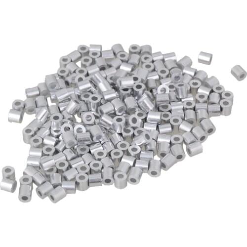 1.5mm Round Ferrules Sliver Aluminum Crimping Loop Wire Rope Clip Sleeves Clamps for M1.5 Wire Rope Pack of 500