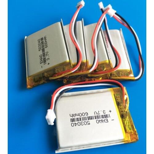 5 pcs 3.7V 600mAh 503040 JST ZH 1.5mm 3pin plug lipo Rechargeable battery for MP3 GPS DVD bluetooth recorder ebook camera