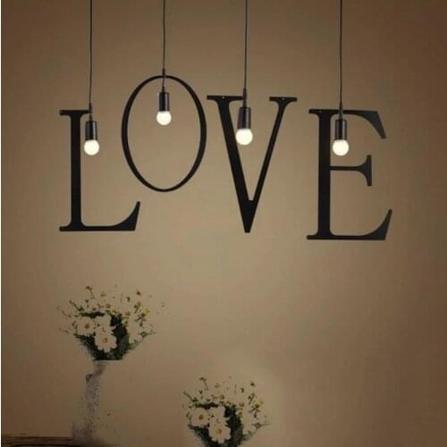 Letters Chandeliers Home Creative Lighting Bedroom Decoration Loft Farmhouse Lighting Led E27 Light Fixture
