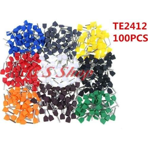 100PCS TE4012 copper double tube type pre insulated cold splice tube shaped nose line of scalp acupuncture