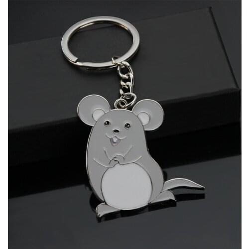 Fashion Mouse Enamel Keyring Animal Keychains Handmade Metal Key Holder Women Cute Rat Souvenir Bag Pendant Car Trinket Gift